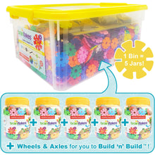 Load image into Gallery viewer, VIAHART Brain Flakes 2500+ Piece Build &#39;n&#39; Build Kit | A Creative and Educational Alternative to Building Blocks| Wheel Pieces &amp; Special Parts Included! | A Great STEM Toy for Both Boys and Girls!
