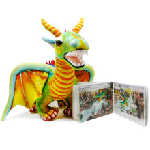 Load image into Gallery viewer, Drevnar the Dragon Plush &amp; &quot;The Vibrant Voyage of Drevnar the Dragon&quot; Board Book | By TigerHart Toys
